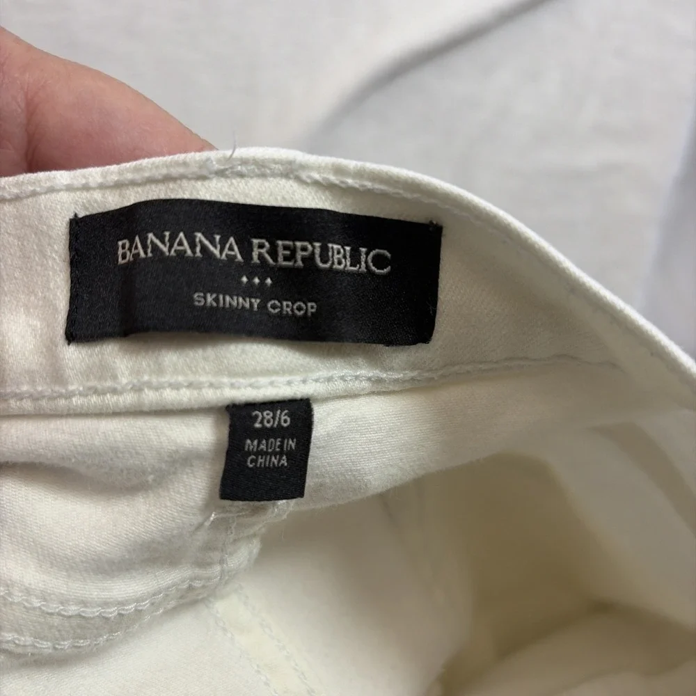 Banana Republic Women's Jeans White Skinny Crop 28/6 Mid Rise‎ Stretch Denim